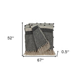 52" X 67" Beige and Black Woven Wool Throw Blanket - Homeroots - Flyclothing LLC