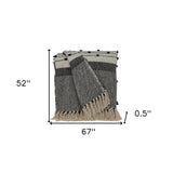 52" X 67" Beige and Black Woven Wool Throw Blanket - Homeroots - Flyclothing LLC
