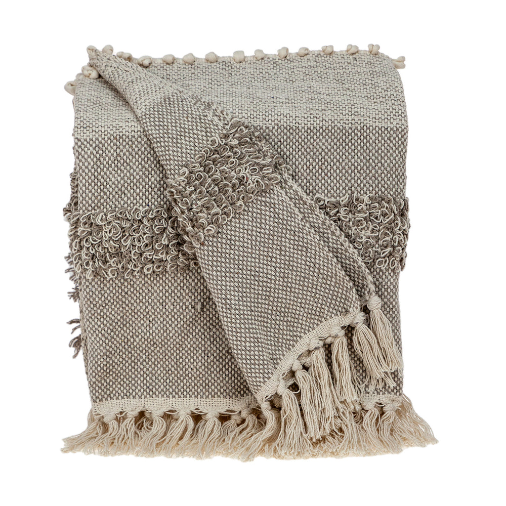 Beige Woven Wool Solid Color Reversable Throw - Homeroots