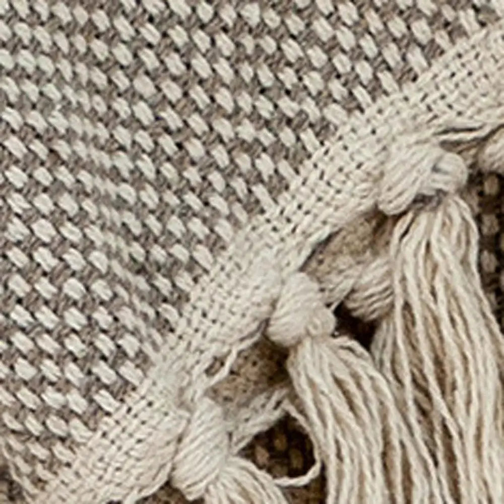 Beige Woven Wool Solid Color Reversable Throw - Homeroots - Flyclothing LLC
