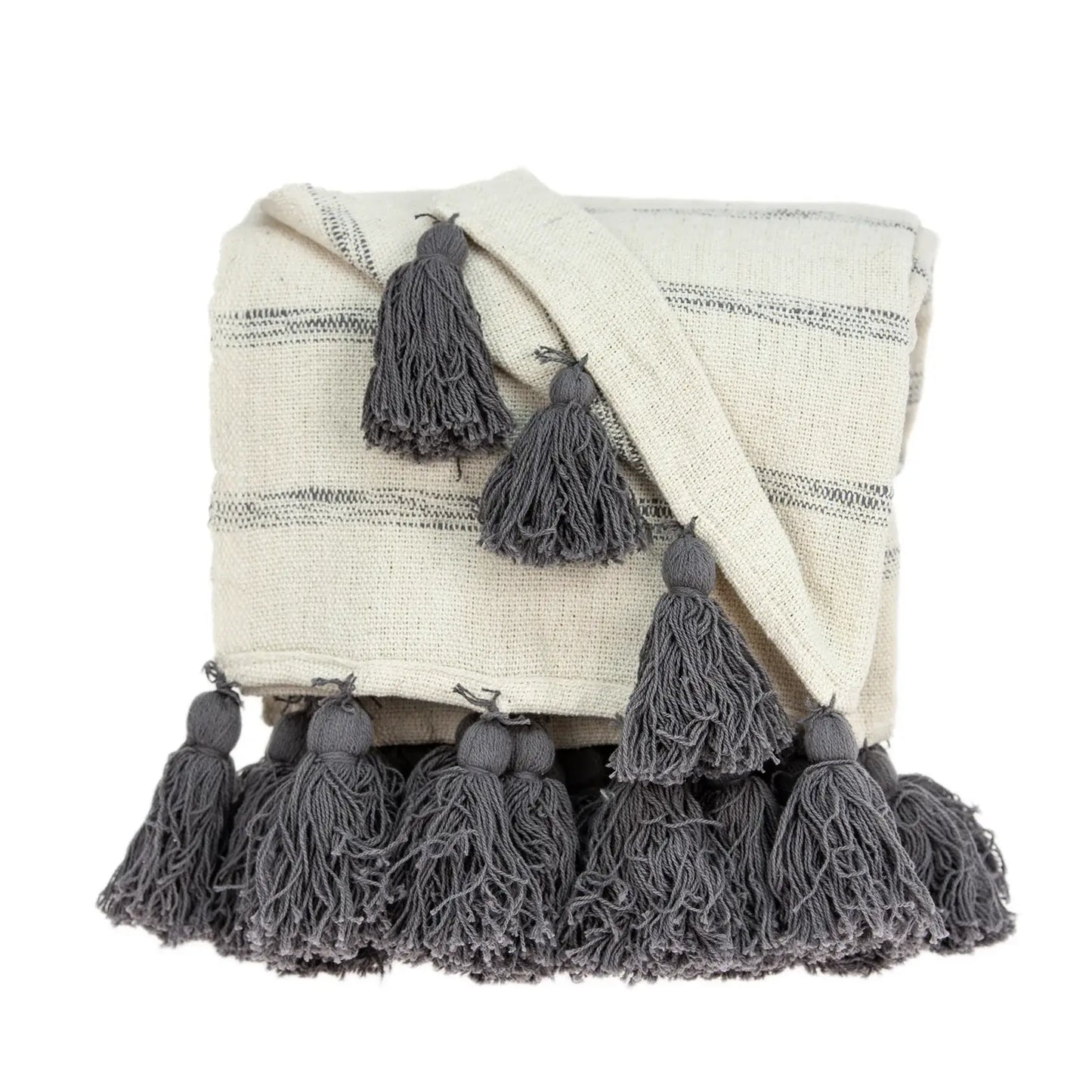 Off White Woven Cotton Solid Color Reversable Throw - Homeroots - Flyclothing LLC