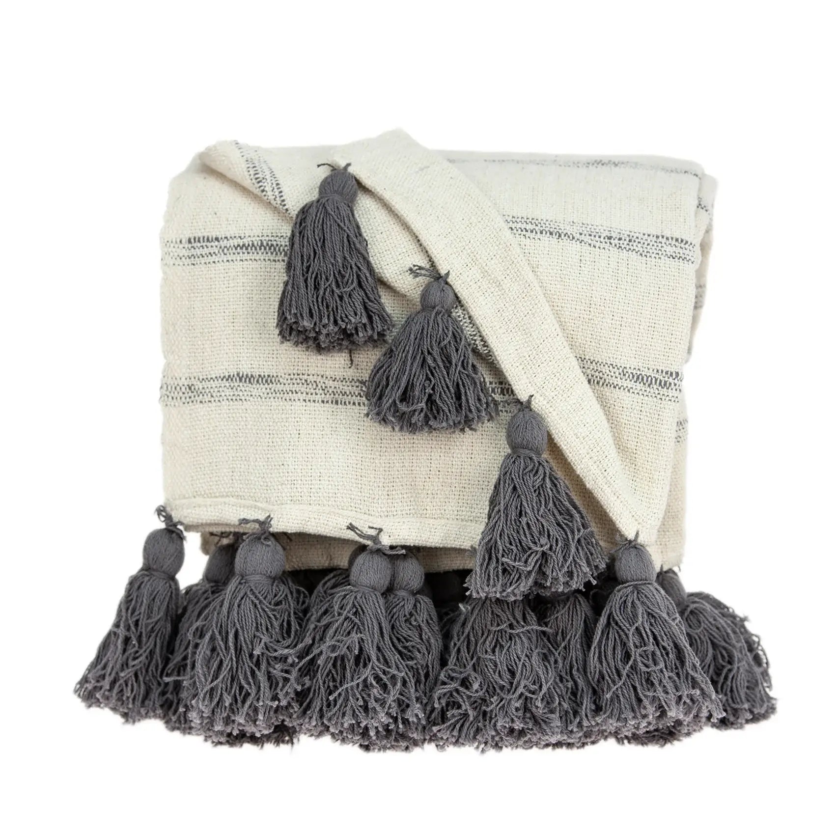 Off White Woven Cotton Solid Color Reversable Throw - Homeroots - Flyclothing LLC