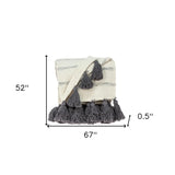 Off White Woven Cotton Solid Color Reversable Throw - Homeroots - Flyclothing LLC
