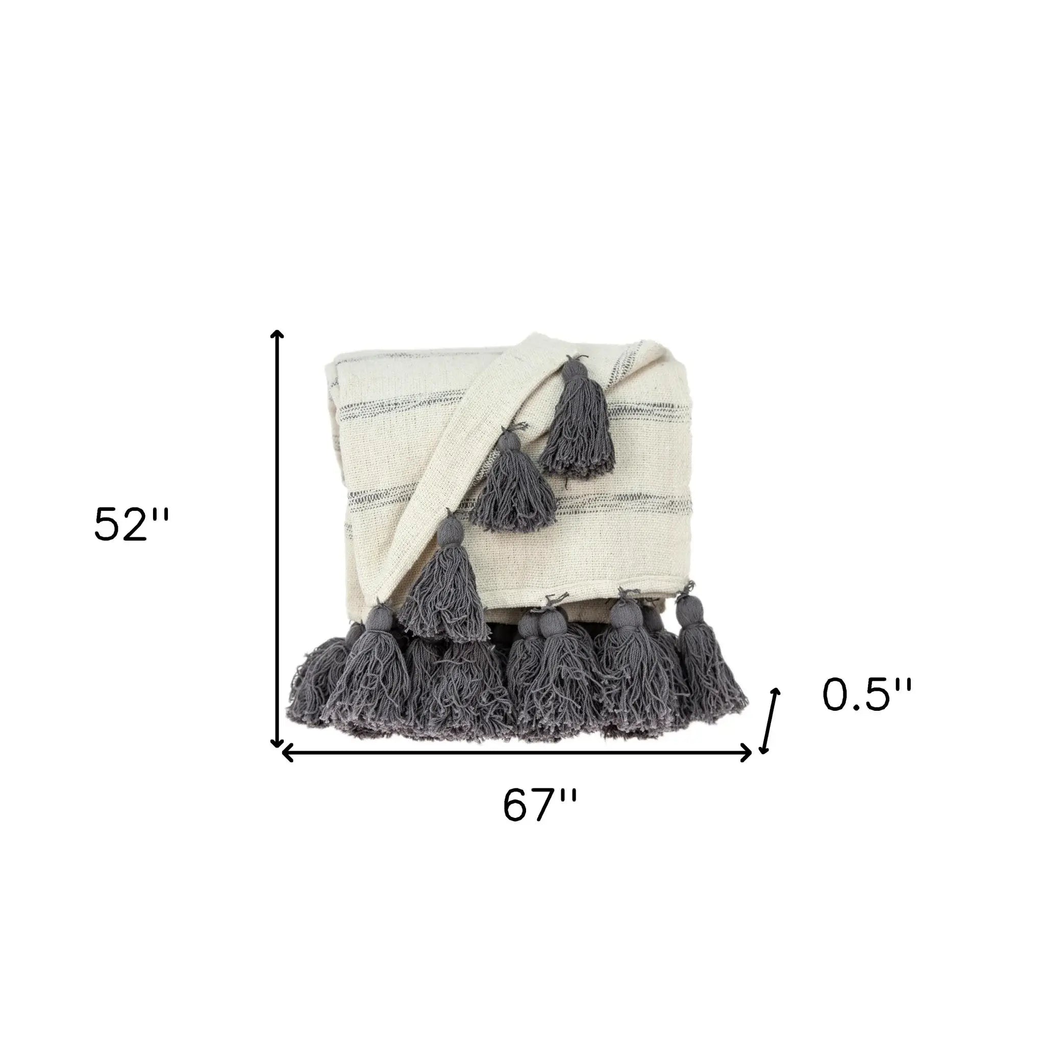 Off White Woven Cotton Solid Color Reversable Throw - Homeroots - Flyclothing LLC