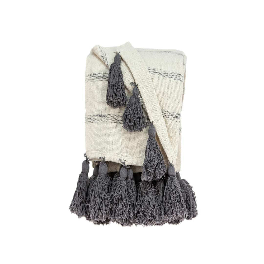 Off White Woven Cotton Solid Color Reversable Throw - Homeroots - Flyclothing LLC