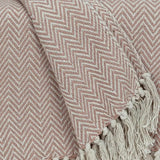 Pink Woven Cotton Solid Color Reversable Throw - Homeroots