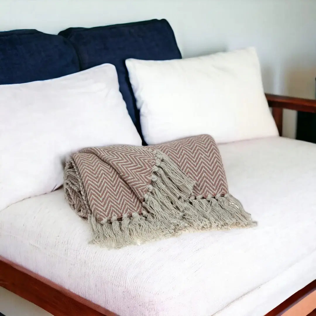 Pink Woven Cotton Solid Color Reversable Throw - Homeroots - Flyclothing LLC