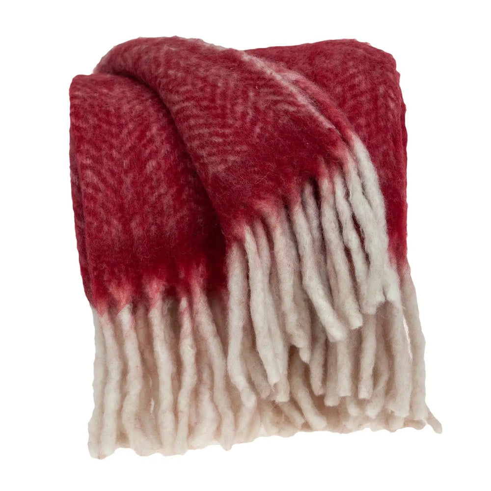 Red Woven Acrylic Solid Color Reversable Throw - Homeroots