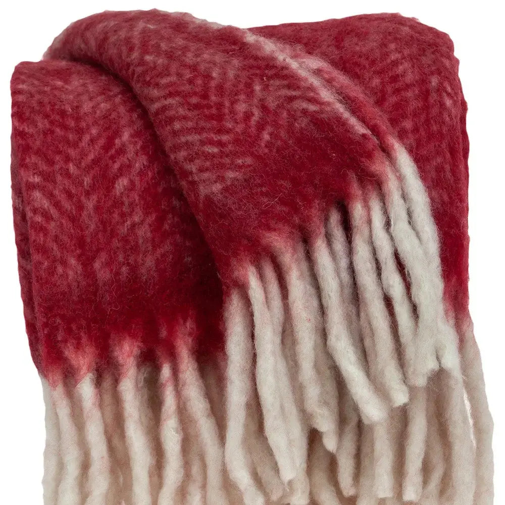 Red Woven Acrylic Solid Color Reversable Throw - Homeroots - Flyclothing LLC