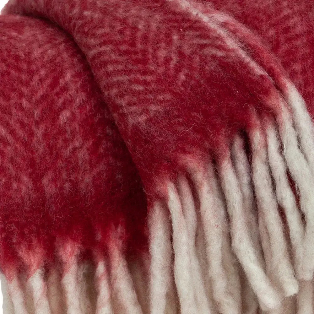 Red Woven Acrylic Solid Color Reversable Throw - Homeroots - Flyclothing LLC