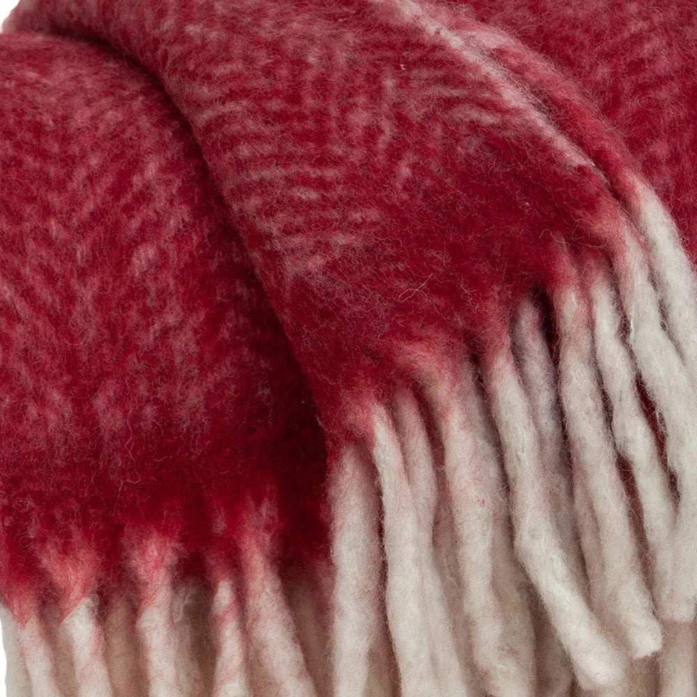 Red Woven Acrylic Solid Color Reversable Throw - Homeroots - Flyclothing LLC