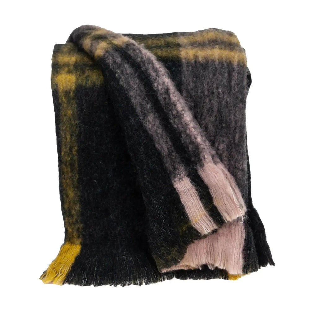 52" X 67" Yellow and Black Woven Acrylic Throw Blanket - Homeroots - Flyclothing LLC