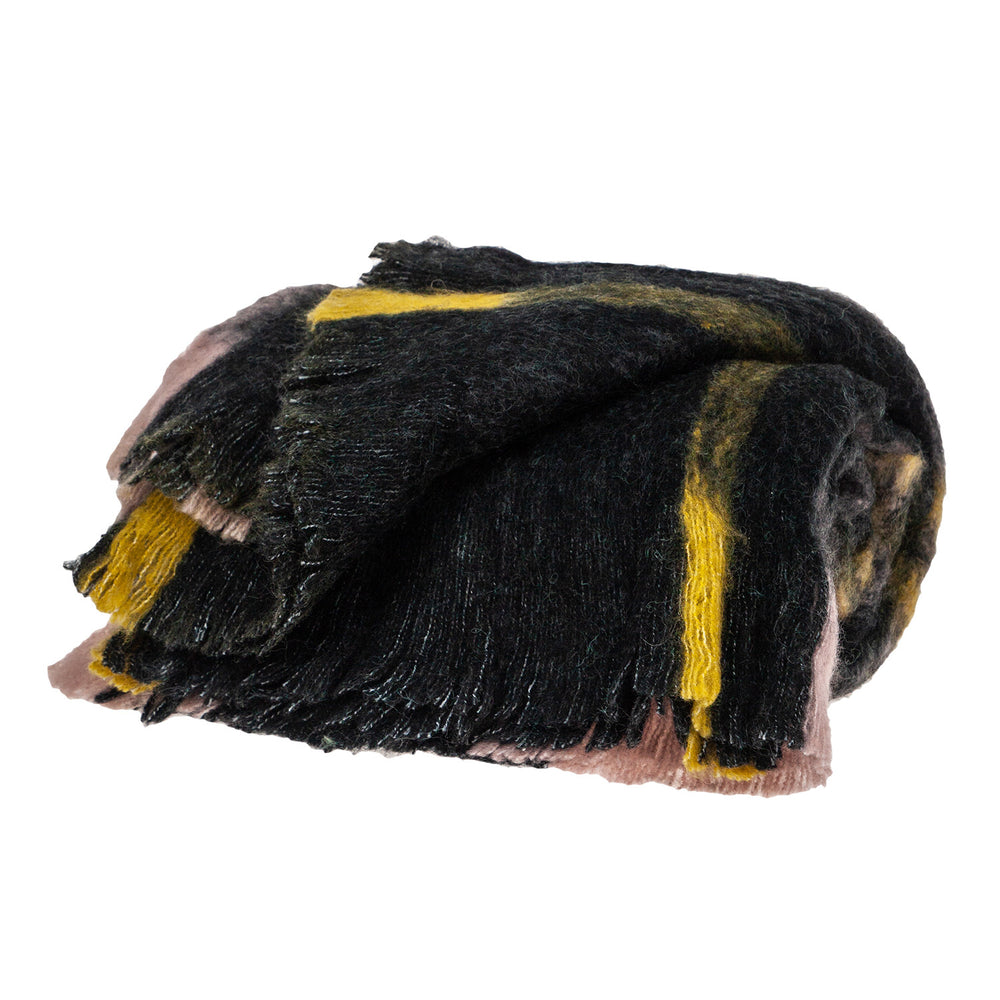 52" X 67" Yellow and Black Woven Acrylic Throw Blanket - Homeroots - Flyclothing LLC