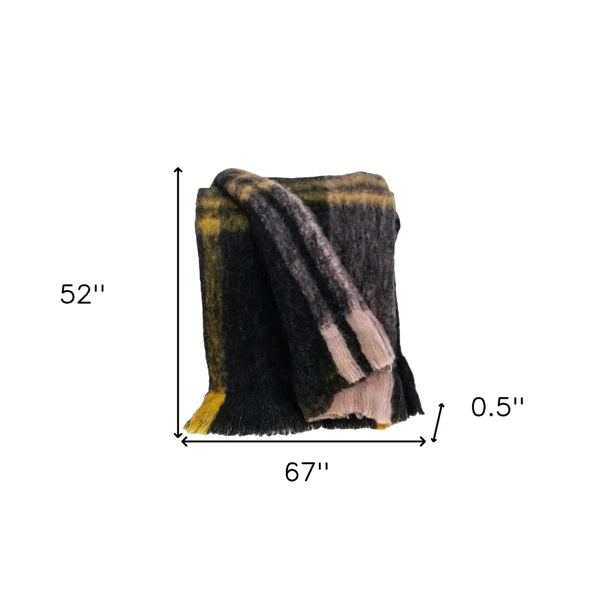 52" X 67" Yellow and Black Woven Acrylic Throw Blanket - Homeroots - Flyclothing LLC