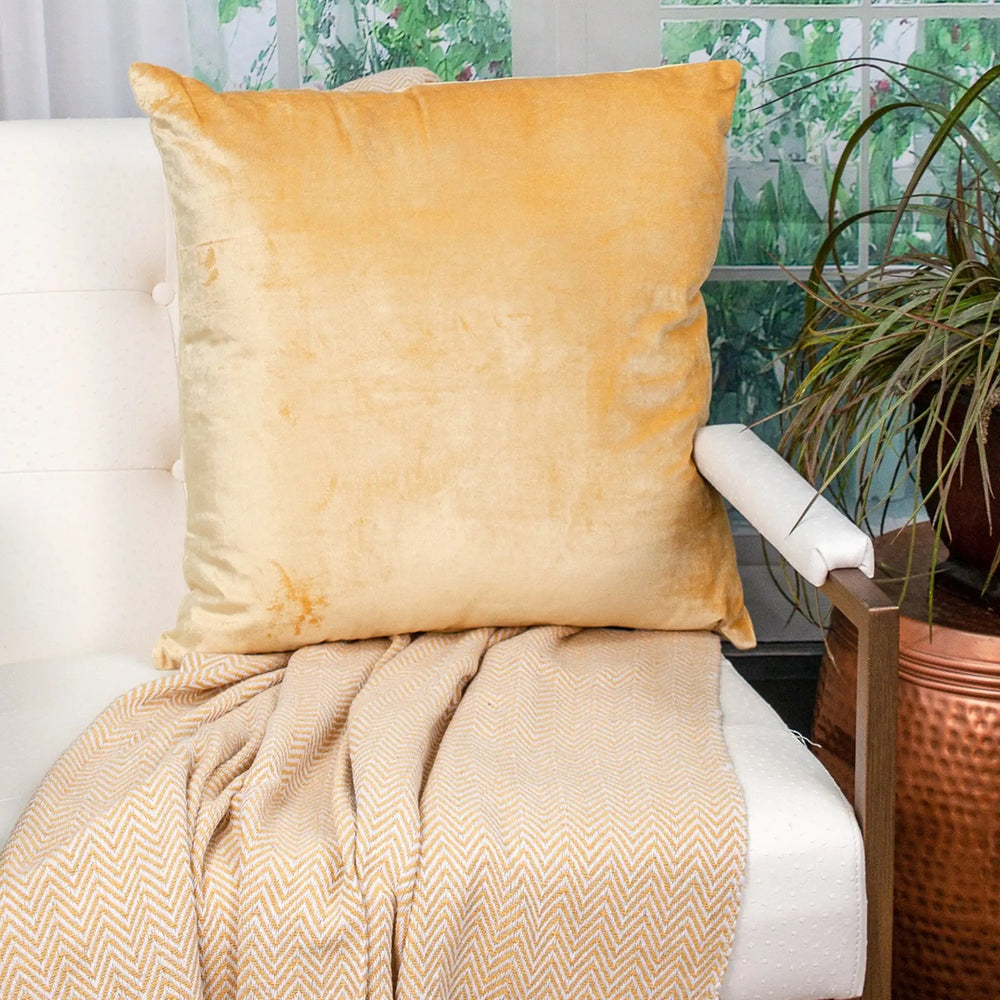 22" Yellow Cotton Blend Throw Pillow - Homeroots - Flyclothing LLC