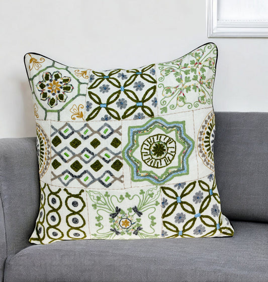 22" Off White Cotton Throw Pillow - Homeroots