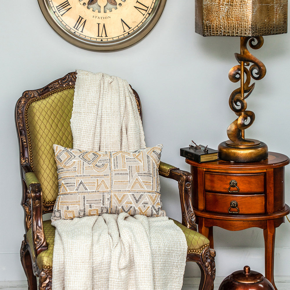 14" X 20" Beige Cotton Throw Pillow - Homeroots - Flyclothing LLC