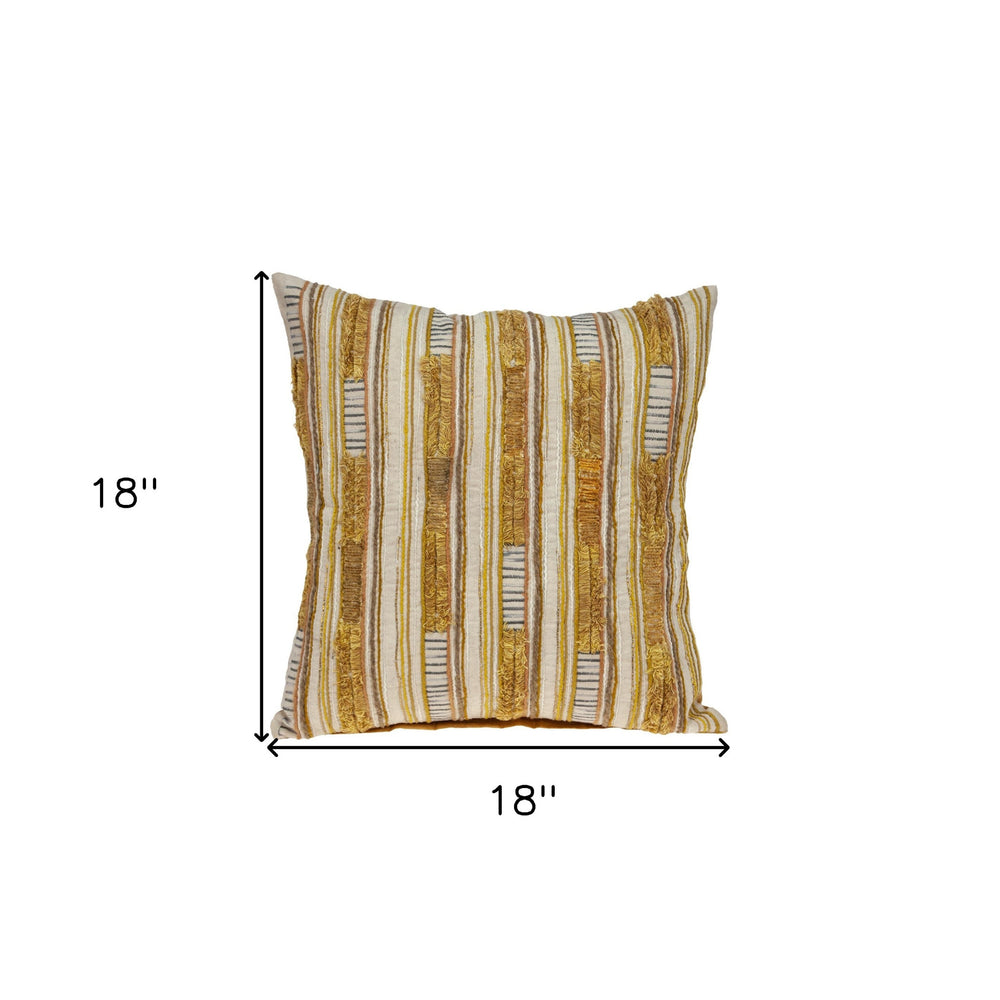 18" Beige Cotton Throw Pillow - Homeroots - Flyclothing LLC