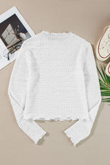 Long Sleeve Jacquard Slim Top - Trendsi - Flyclothing LLC