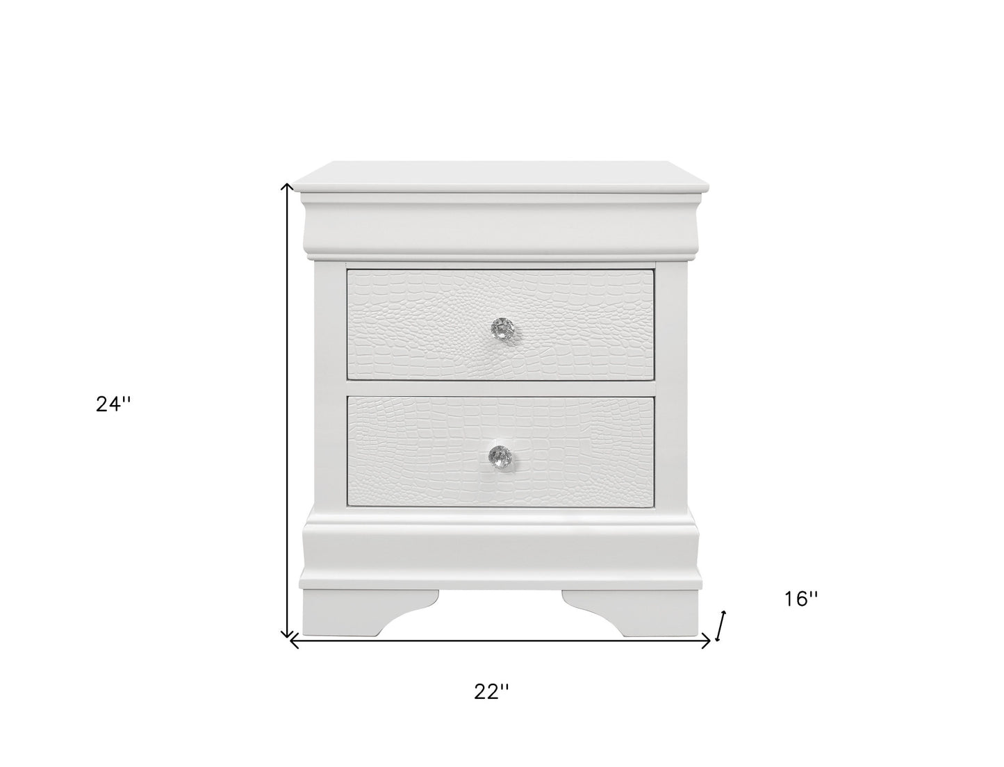 24" White Shagreen Two Drawer Solid Wood Nightstand - Homeroots - Flyclothing LLC