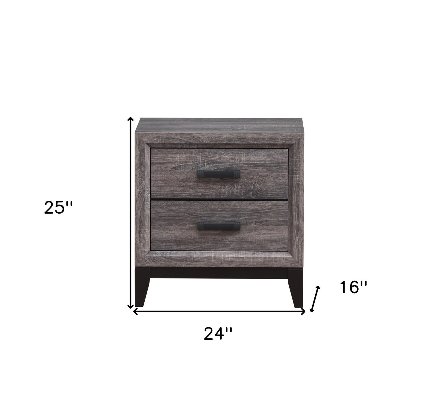 25" Gray Two Drawer Nightstand - Homeroots - Flyclothing LLC