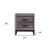 25" Gray Two Drawer Nightstand - Homeroots