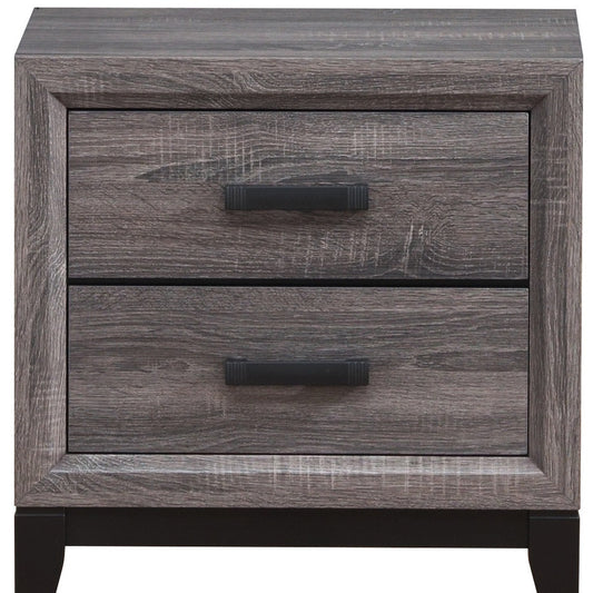 25" Gray Two Drawer Nightstand - Homeroots