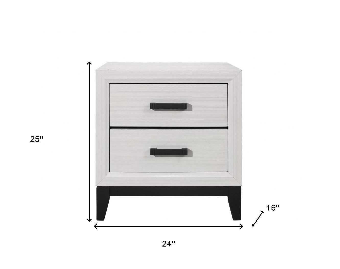 25" White Two Drawer Nightstand - Homeroots - Flyclothing LLC