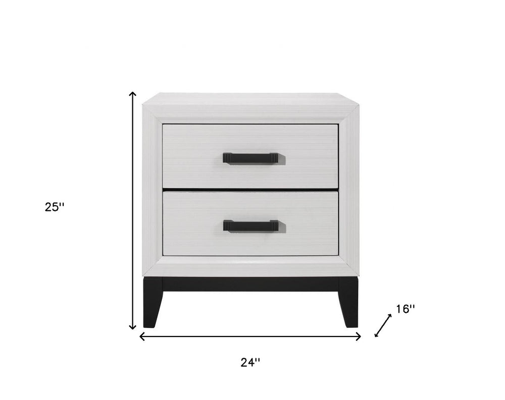 25" White Two Drawer Nightstand - Homeroots - Flyclothing LLC
