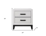 25" White Two Drawer Nightstand