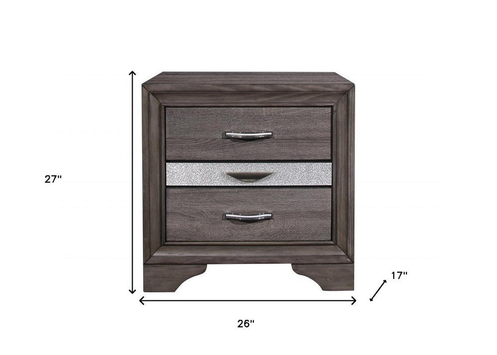 27" Gray Two Drawer Nightstand - Homeroots - Flyclothing LLC