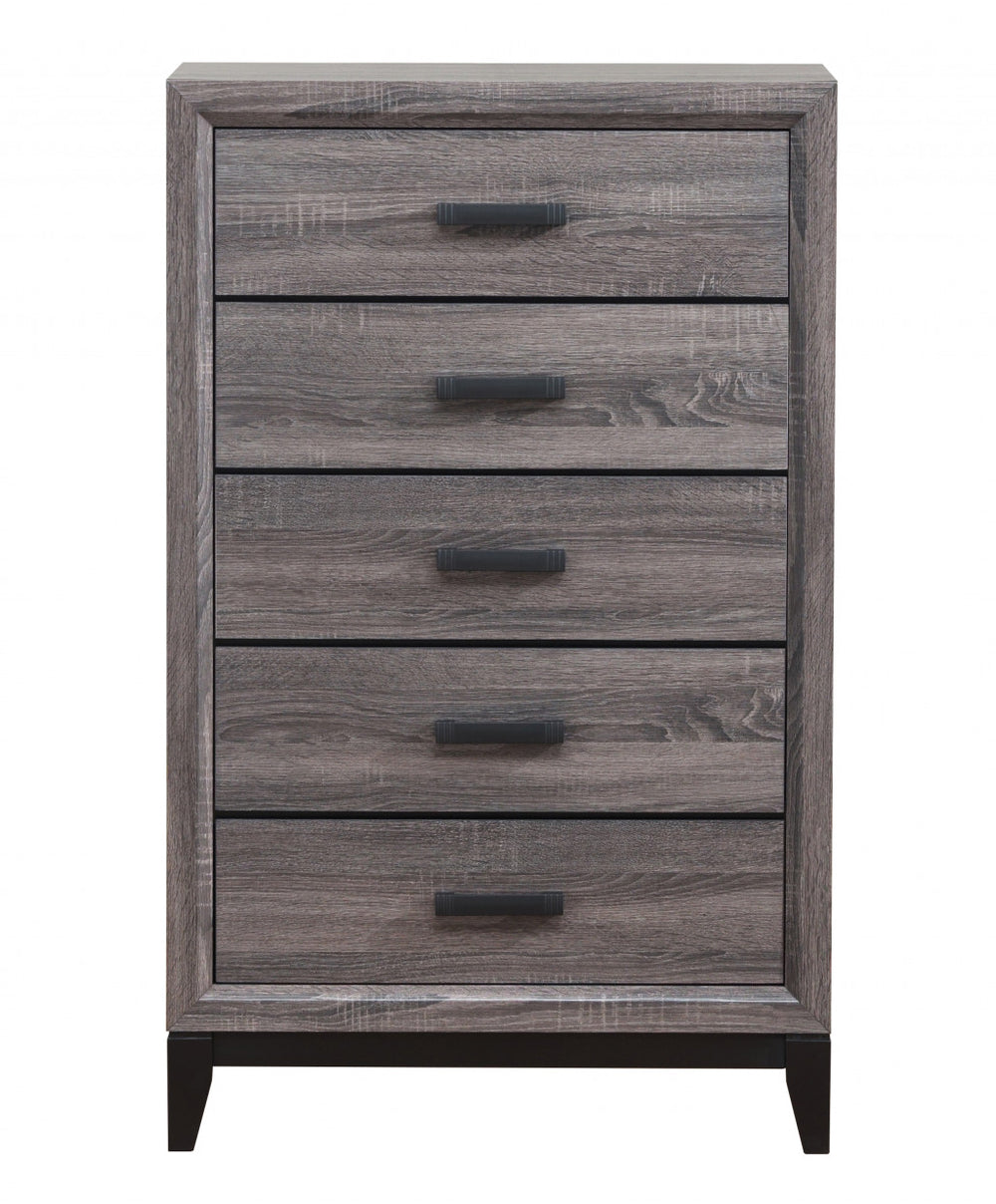 31" Grey Solid Wood Five Drawer Chest - Homeroots