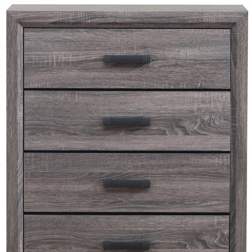 31" Grey Solid Wood Five Drawer Chest - Homeroots