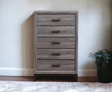 31" Grey Solid Wood Five Drawer Chest - Homeroots - Flyclothing LLC