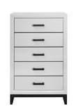 31" White Wood Five Drawer Standard Chest - Homeroots