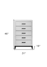 31" White Wood Five Drawer Standard Chest - Homeroots - Flyclothing LLC