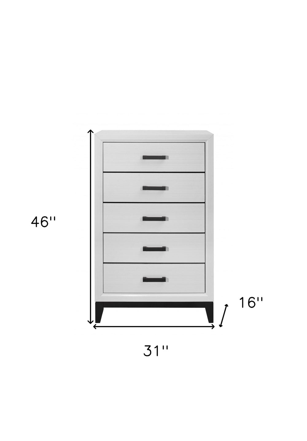 31" White Wood Five Drawer Standard Chest - Homeroots - Flyclothing LLC