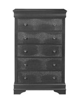 31" Metallic Grey Solid Wood Five Drawer Chest - Homeroots - Flyclothing LLC