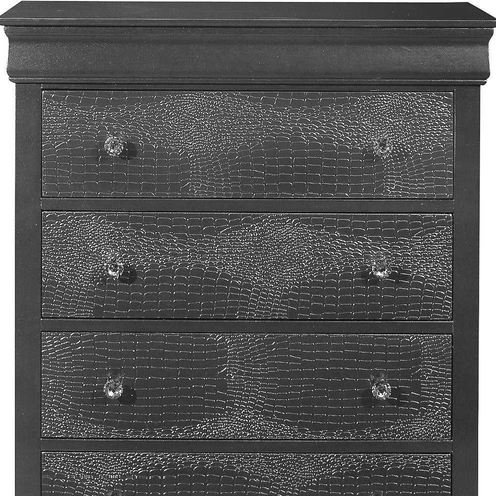 31" Metallic Grey Solid Wood Five Drawer Chest - Homeroots