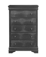 31" Metallic Grey Solid Wood Five Drawer Chest - Homeroots - Flyclothing LLC