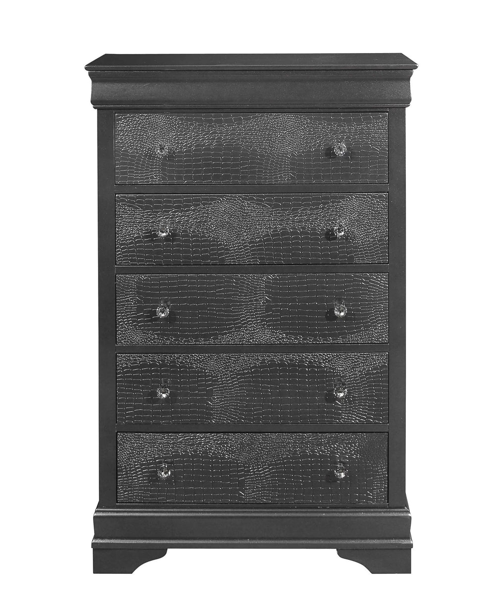 31" Metallic Grey Solid Wood Five Drawer Chest - Homeroots