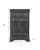 31" Metallic Grey Solid Wood Five Drawer Chest - Homeroots - Flyclothing LLC