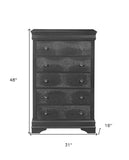 31" Metallic Grey Solid Wood Five Drawer Chest - Homeroots