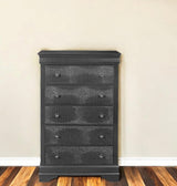 31" Metallic Grey Solid Wood Five Drawer Chest - Homeroots - Flyclothing LLC