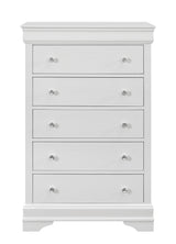 31" Metallic White Solid Wood Five Drawer Chest - Homeroots - Flyclothing LLC