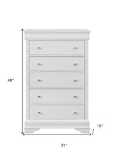 31" Metallic White Solid Wood Five Drawer Chest - Homeroots - Flyclothing LLC