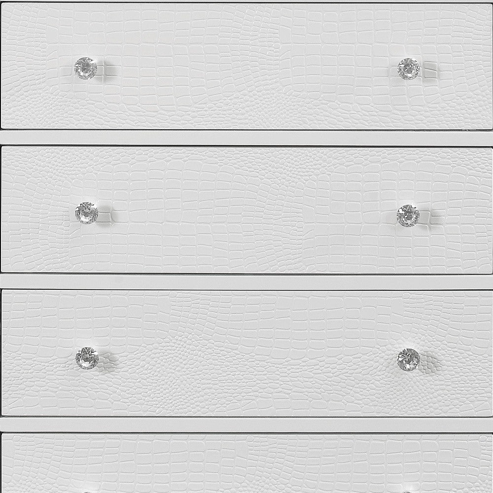 31" Metallic White Solid Wood Five Drawer Chest - Homeroots - Flyclothing LLC