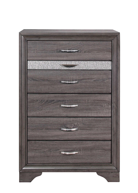 35" Grey Manufactured Wood Six Drawer Chest - Homeroots