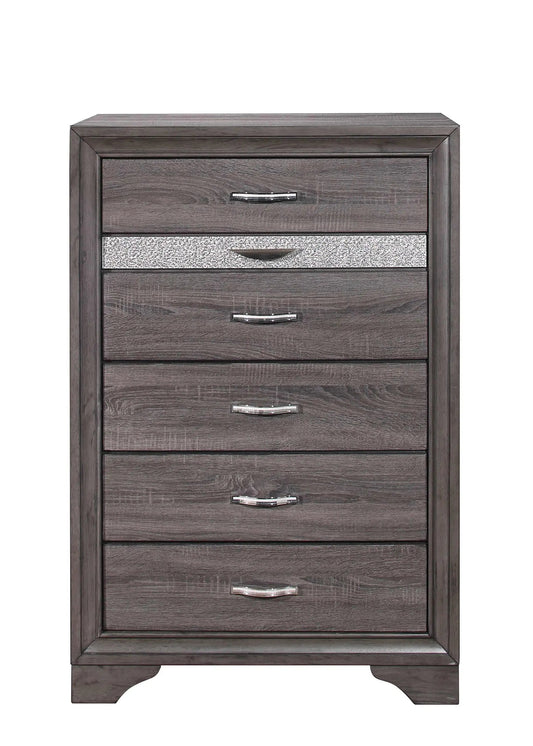 35" Grey Manufactured Wood Six Drawer Chest - Homeroots
