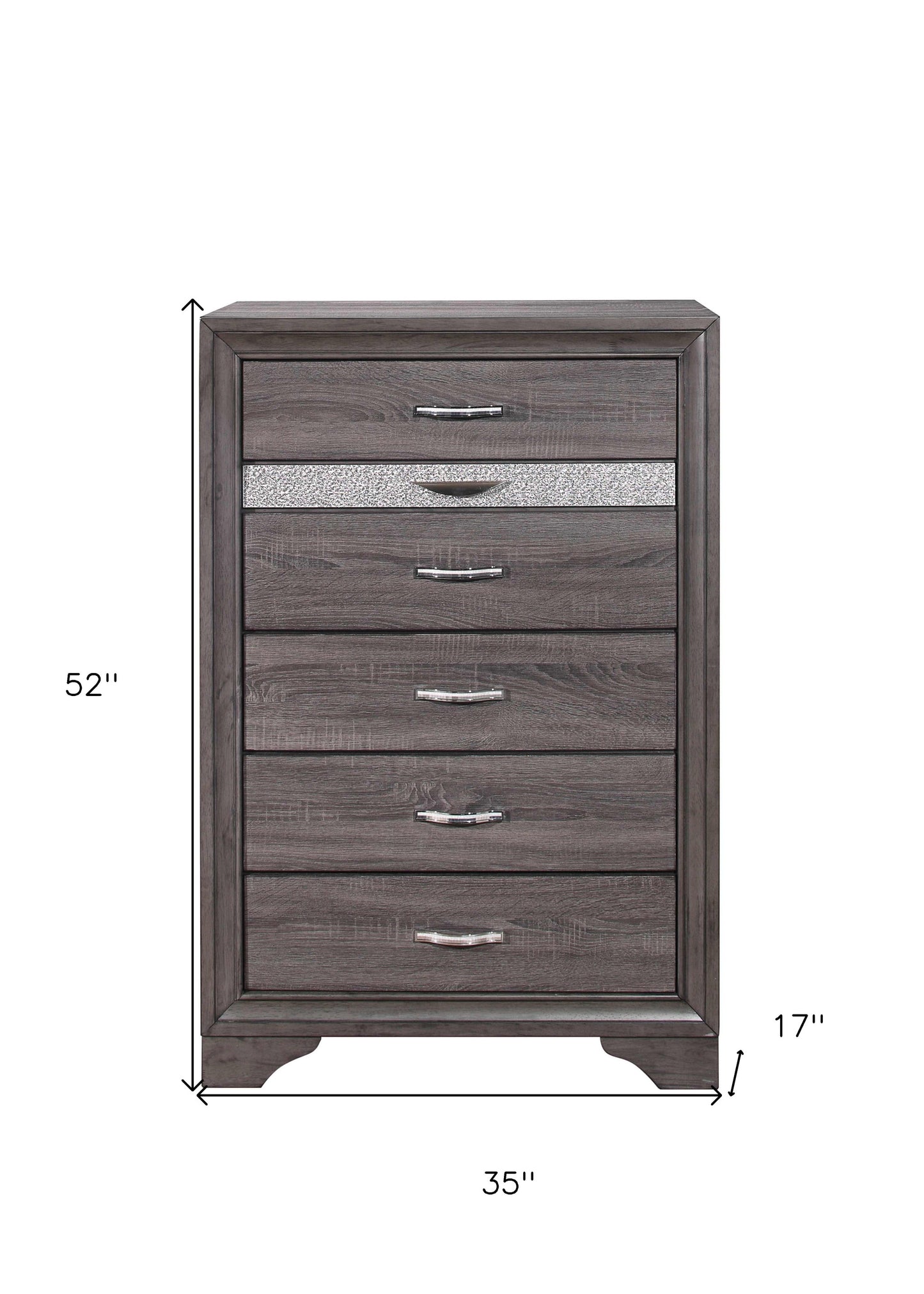35" Grey Manufactured Wood Six Drawer Chest - Homeroots - Flyclothing LLC